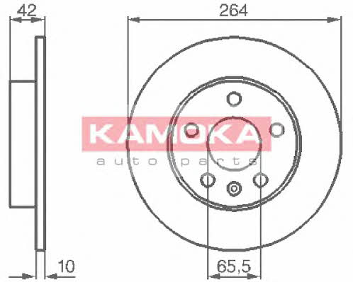 Kamoka 1032088 Rear brake disc, non-ventilated 1032088