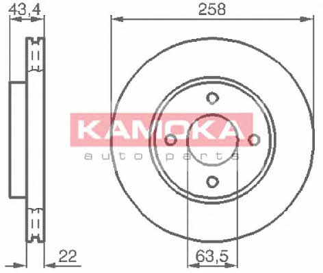 Kamoka 1032144 Front brake disc ventilated 1032144