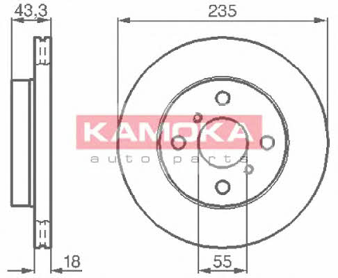 Kamoka 1032168 Front brake disc ventilated 1032168