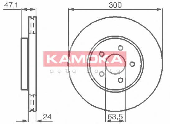 Kamoka 1032250 Front brake disc ventilated 1032250