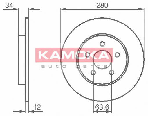 Kamoka 1032252 Rear brake disc, non-ventilated 1032252