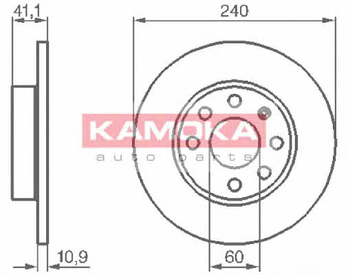 Kamoka 1032258 Unventilated front brake disc 1032258