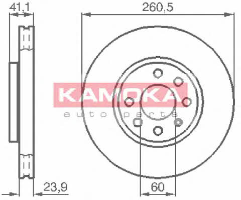 Kamoka 1032262 Front brake disc ventilated 1032262