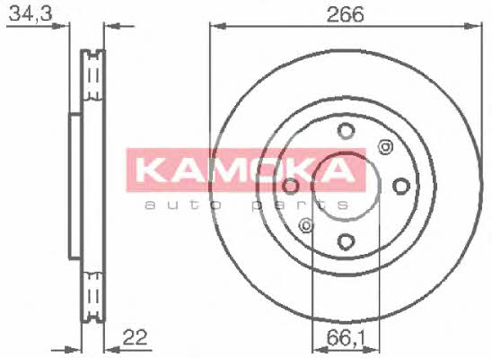 Kamoka 1032280 Front brake disc ventilated 1032280