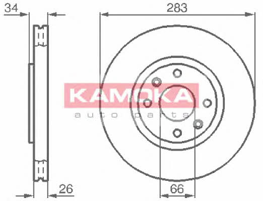 Kamoka 1032304 Front brake disc ventilated 1032304