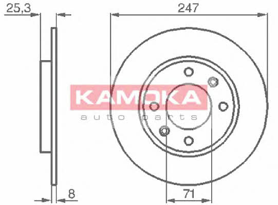 Kamoka 103488 Rear brake disc, non-ventilated 103488
