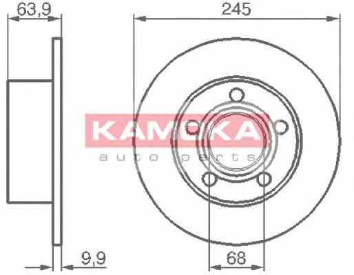 Kamoka 103642 Rear brake disc, non-ventilated 103642