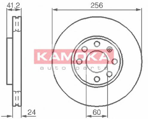 Kamoka 1036808 Front brake disc ventilated 1036808