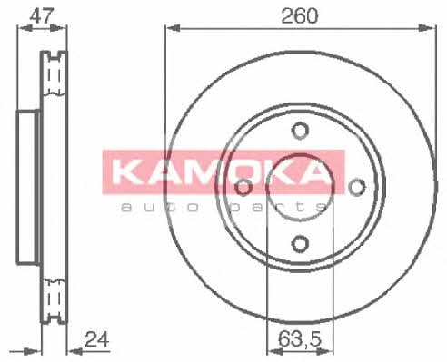 Kamoka 103728 Front brake disc ventilated 103728