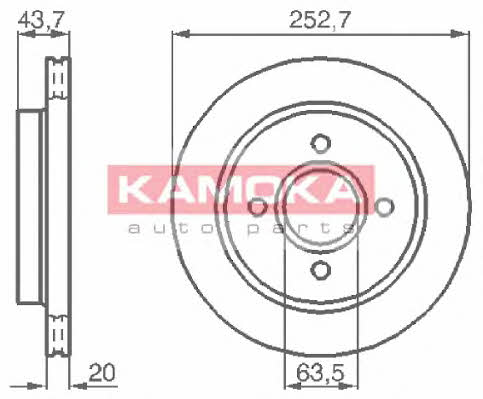Kamoka 103958 Rear ventilated brake disc 103958