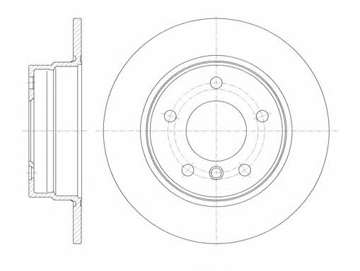 Kawe 61013 00 Rear brake disc, non-ventilated 6101300