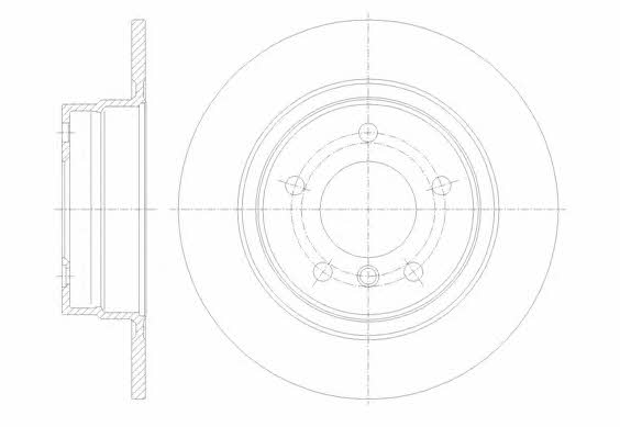 Kawe 61084 00 Rear brake disc, non-ventilated 6108400