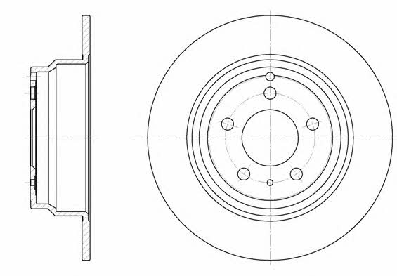 Kawe 6411 00 Rear brake disc, non-ventilated 641100