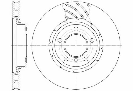 Kawe 6508 10 Front brake disc ventilated 650810