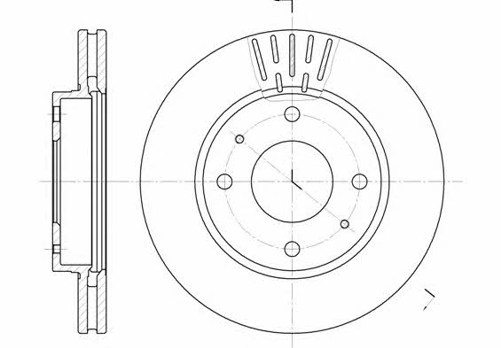 Kawe 6633 10 Front brake disc ventilated 663310