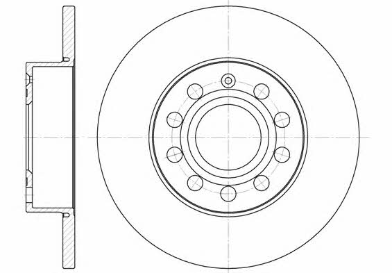 Kawe 6650 00 Rear brake disc, non-ventilated 665000