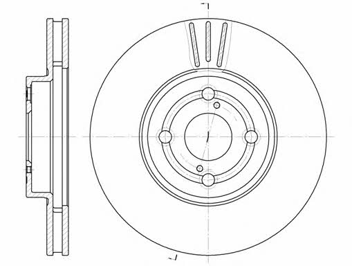 Kawe 6703 10 Front brake disc ventilated 670310