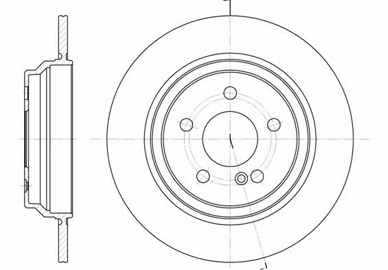 Kawe 6864 00 Rear brake disc, non-ventilated 686400