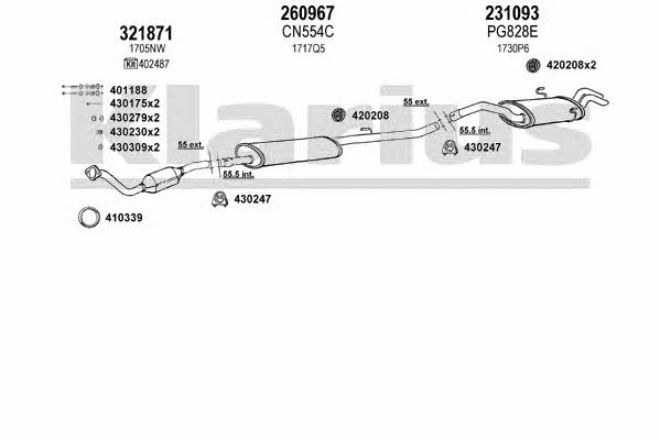 Klarius 631185E Exhaust system 631185E