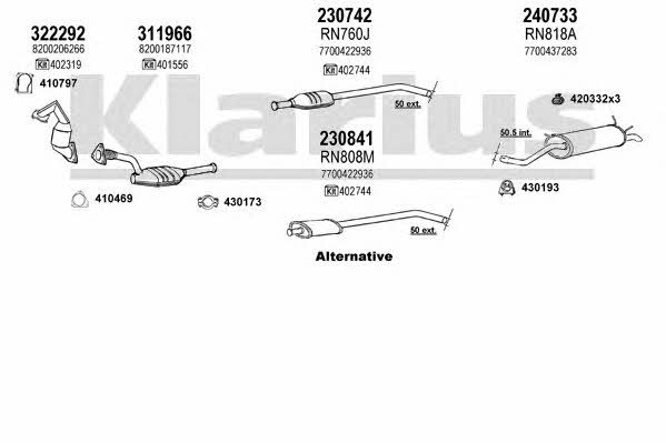 Klarius 721044E Exhaust system 721044E