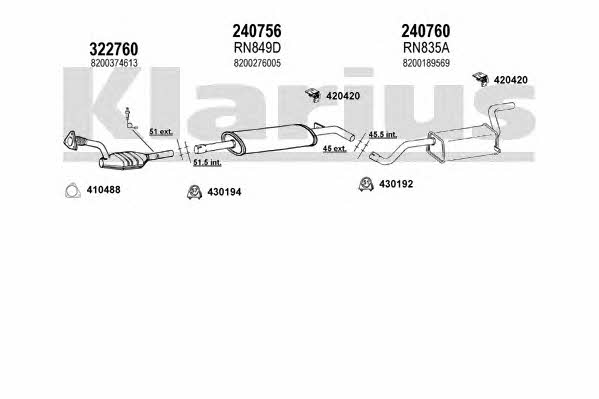 Klarius 721167E Exhaust system 721167E