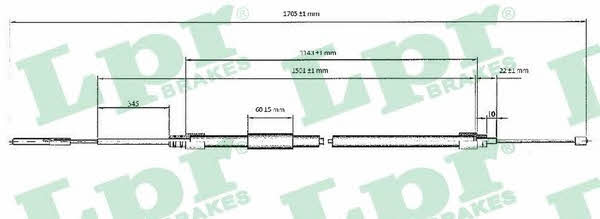 LPR C0077B Parking brake cable left C0077B