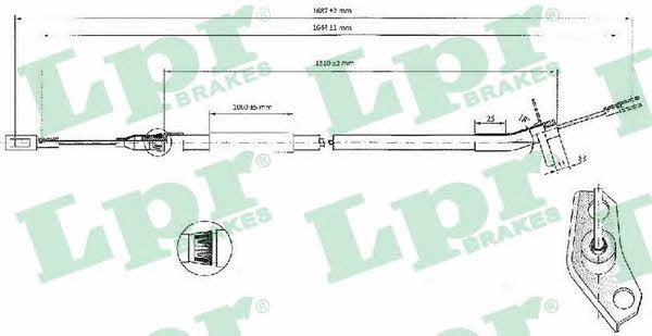 LPR C0444B Parking brake cable, right C0444B