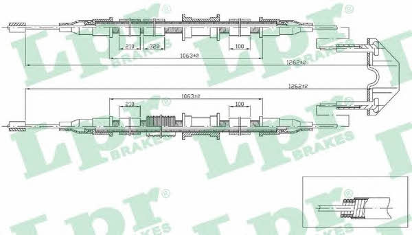 LPR C0536B Cable Pull, parking brake C0536B