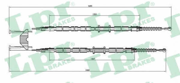 LPR C0538B Cable Pull, parking brake C0538B