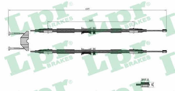 LPR C0595B Cable Pull, parking brake C0595B