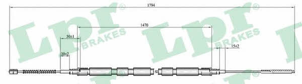 LPR C0810B Cable Pull, parking brake C0810B