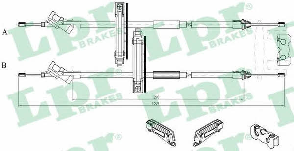 LPR C0227B Cable Pull, parking brake C0227B