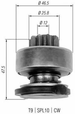 Freewheel gear, starter Magneti marelli 940113020329