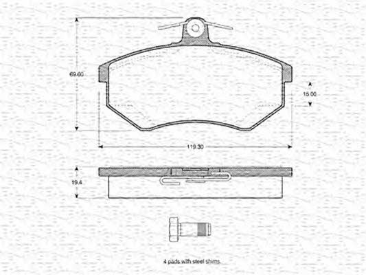 Magneti marelli 363702160944 Brake Pad Set, disc brake 363702160944