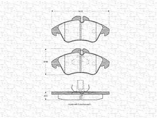 Magneti marelli 363702160394 Brake Pad Set, disc brake 363702160394