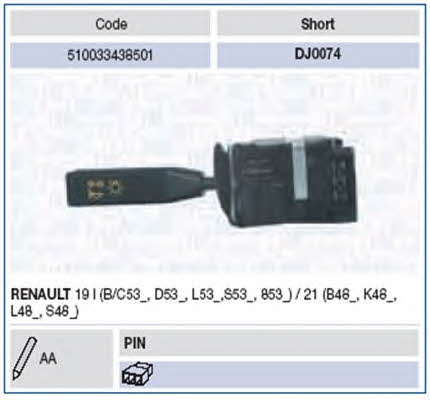 Magneti marelli 510033438501 Stalk switch 510033438501