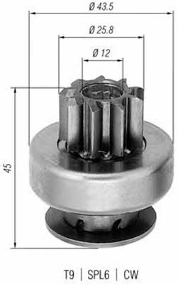 Freewheel gear, starter Magneti marelli 940113020237