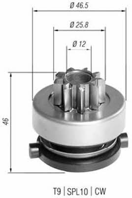 Freewheel gear, starter Magneti marelli 940113020389