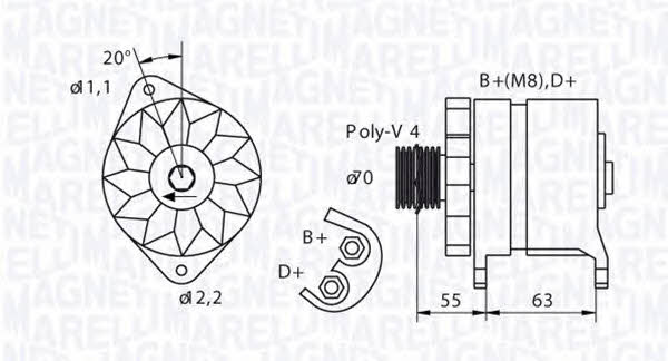 Magneti marelli 063321395010 Alternator 063321395010 063321395010 Magneti marelli Alternator