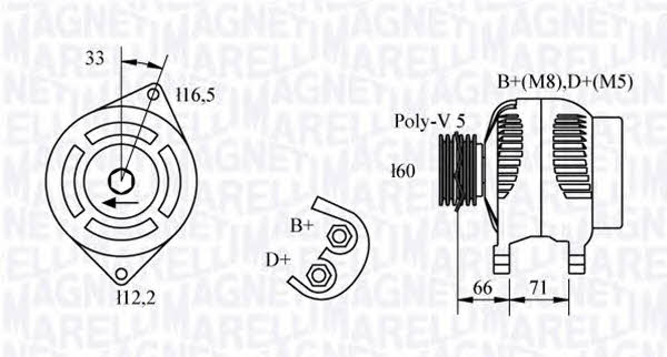 Magneti marelli 063321328010 Alternator 063321328010 063321328010 Magneti marelli Alternator