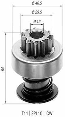 Freewheel gear, starter Magneti marelli 940113020025