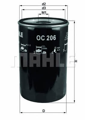 Oil Filter Mahle/Knecht OC 206