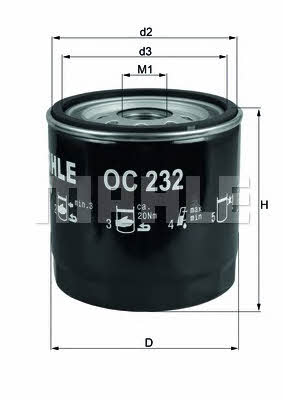 Oil Filter Mahle/Knecht OC 232