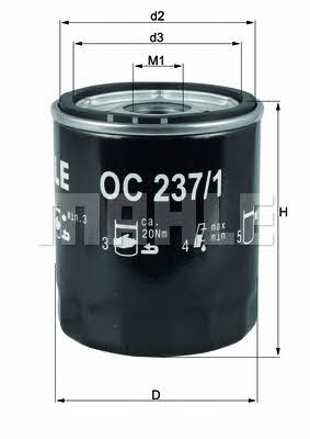 Oil Filter Mahle/Knecht OC 237/1