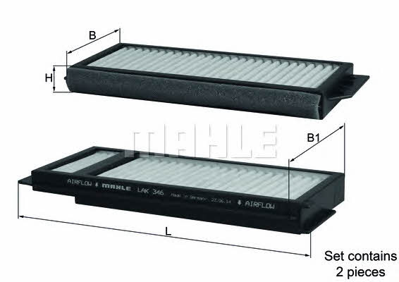 Cabin filter with activated carbon Mahle/Knecht LAK 346/S