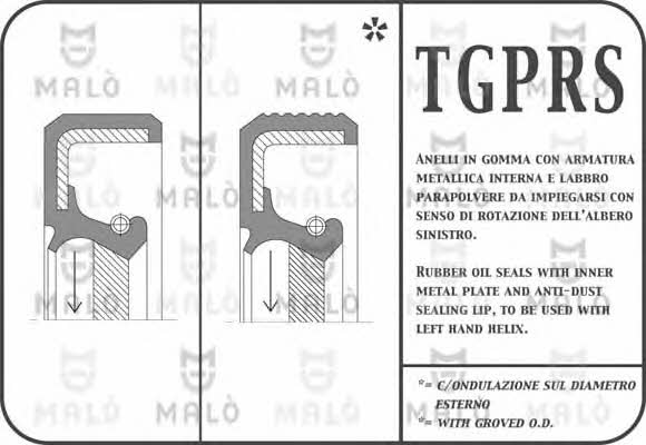 Malo 1165PRSS Crankshaft oil seal 1165PRSS