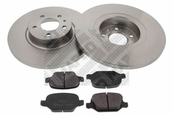 Mapco 47017 Brake discs with pads rear non-ventilated, set 47017