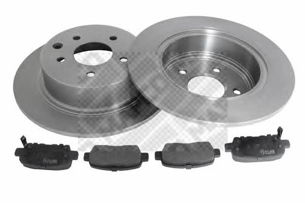 Mapco 47525 Brake discs with pads rear non-ventilated, set 47525