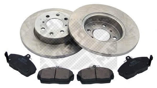Mapco 47600 Brake discs with pads front non-ventilated, set 47600