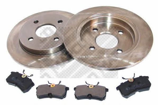 Mapco 47656 Brake discs with pads rear non-ventilated, set 47656